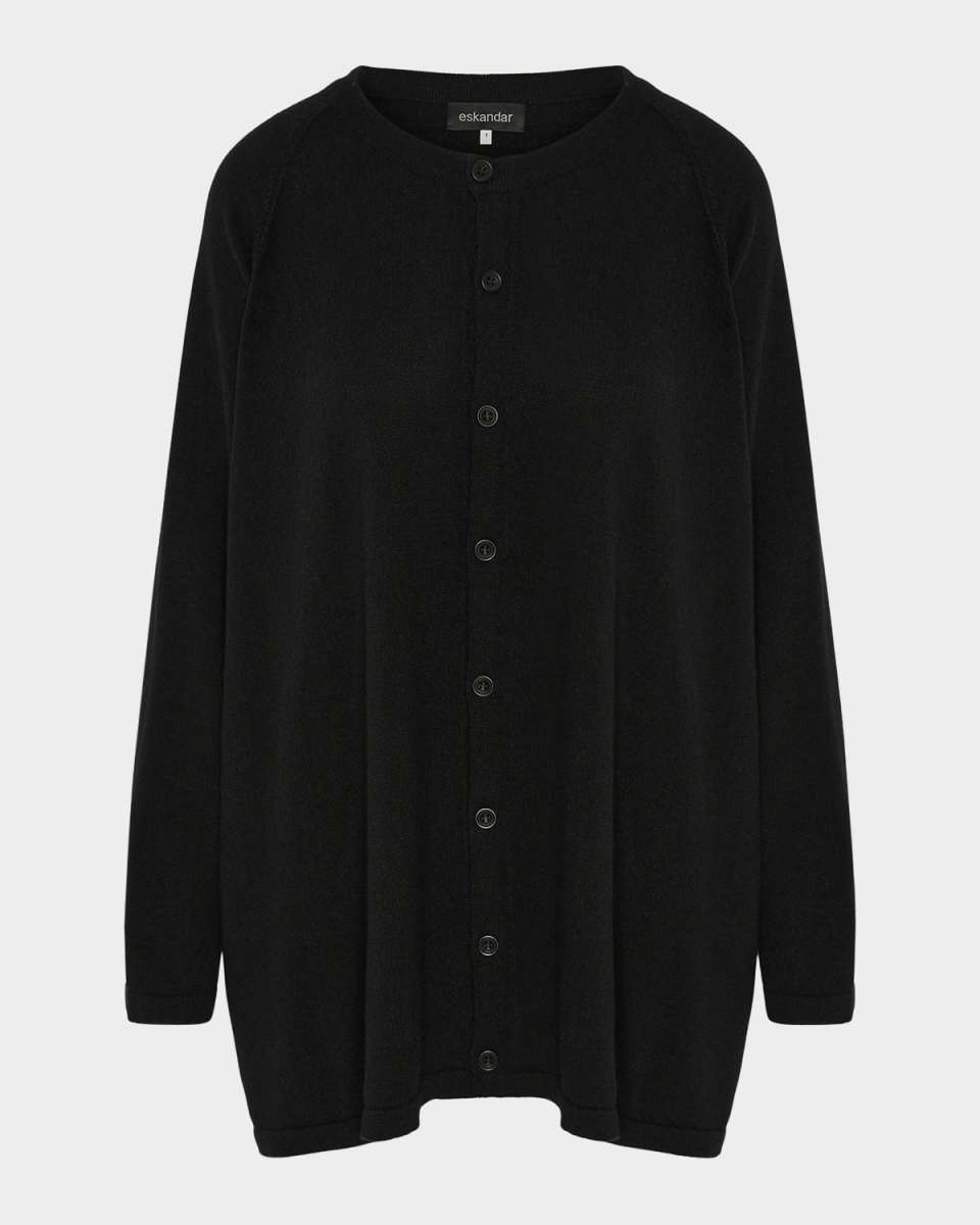 228 1 Ply Cashmere Raglan Sleeve Round Neck Cardigan Long